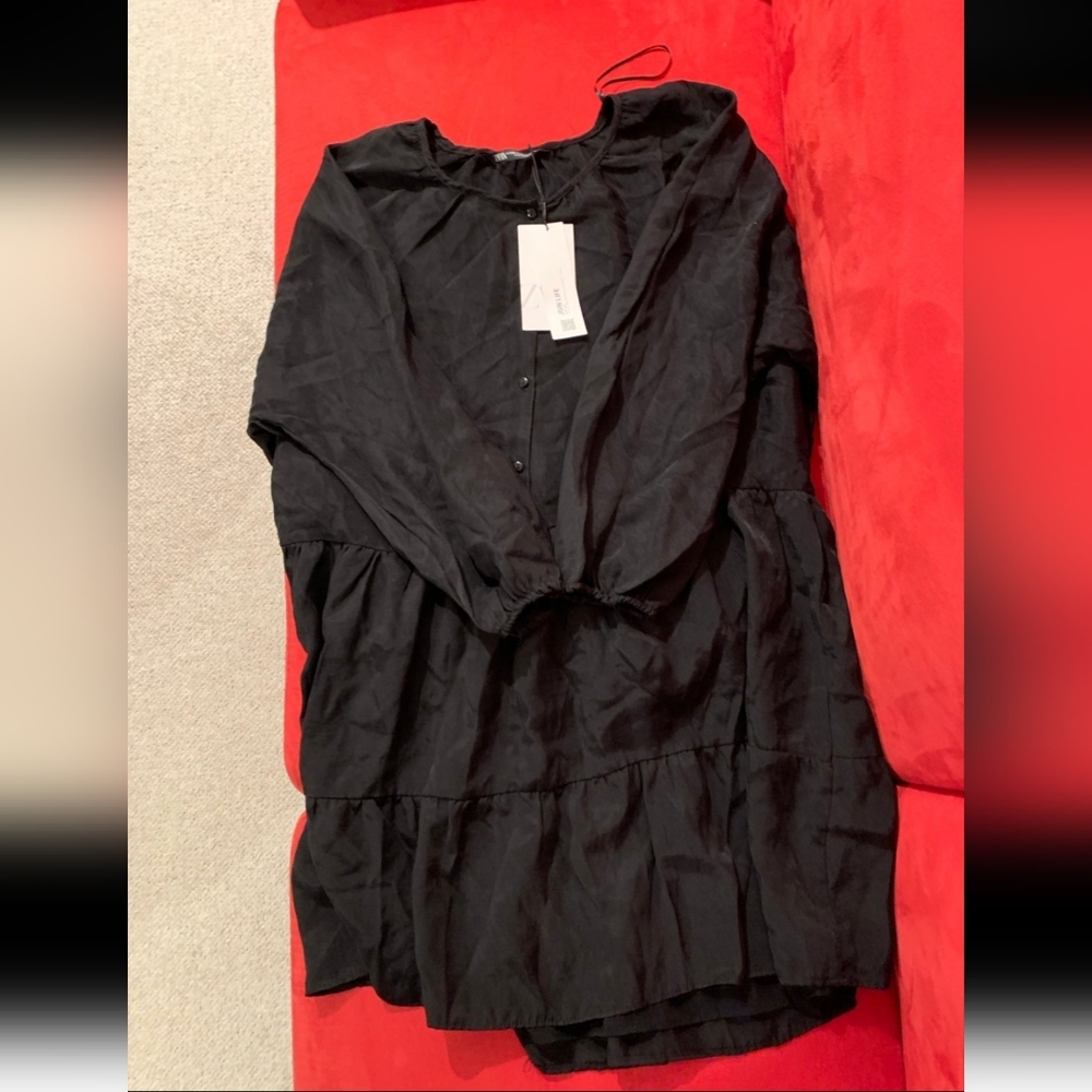ZARA XXL black short tiered dress - Picture 3 of 5